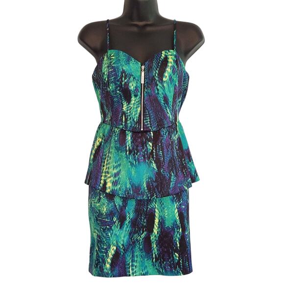 Kensie dresses peplum mini dress rich emerald combo size 4 NWT - Picture 1 of 10